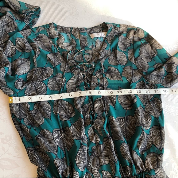 Mas Animale Overall Romper Women’s Size 36(XS/S) Green/Gray Long Flared Sleeves - Picture 10 of 16